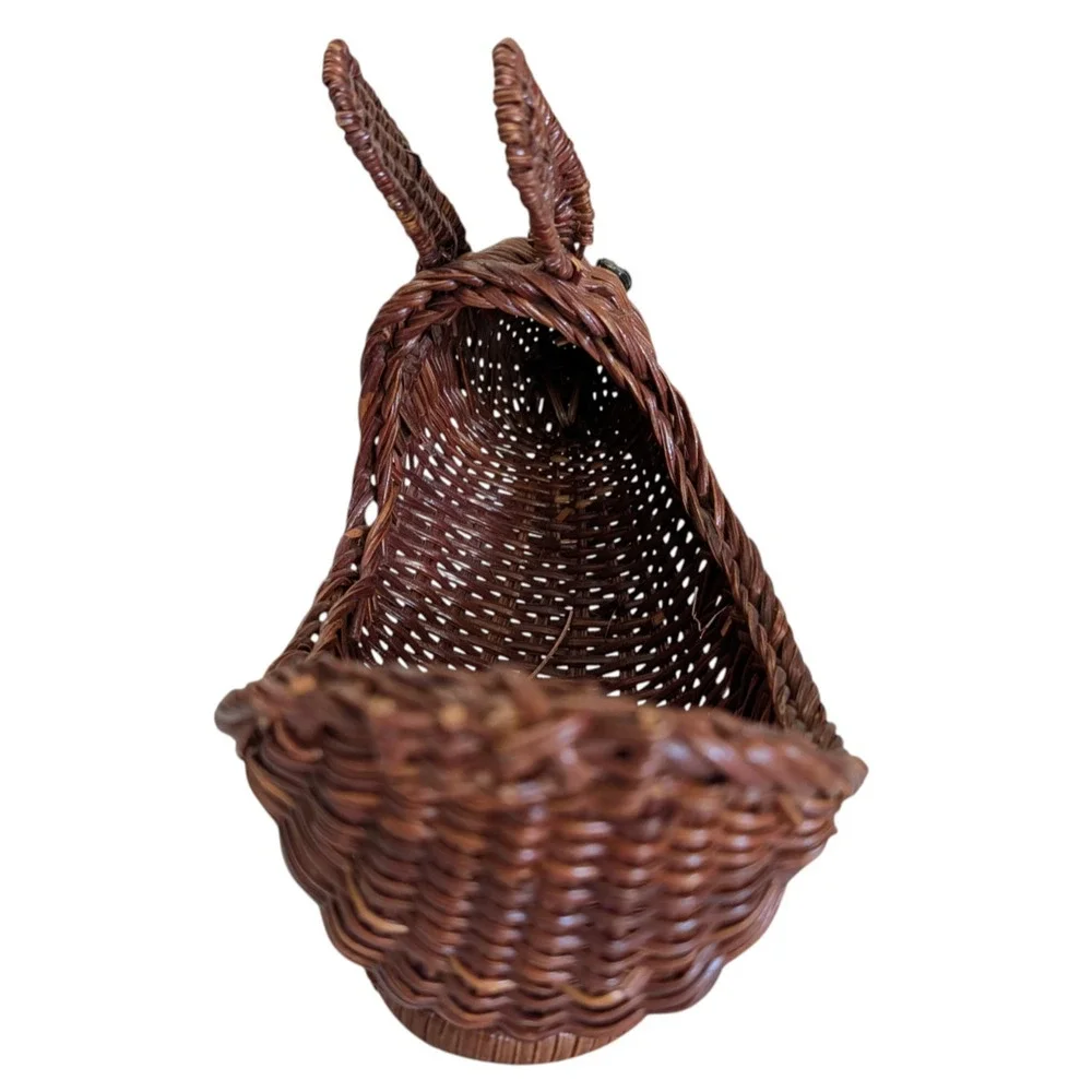 Vintage Avon Wicker Menagerie Rabbit Basket 1986 Brown Cottagecore Farm Holiday